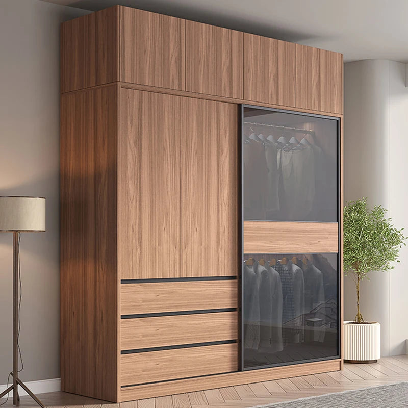 Floor Nordic Closet Art Designs Luxury Simple Bedroom Solid Wood Ventilation Glass Wardrobe Drawer Penderie House Furniture