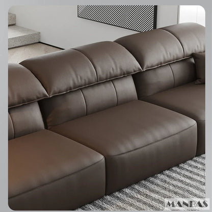 MANBAS Multifunction Folding Sofa Convertible - Electric Sofa Bed with Genuine Leather and Reclining Function for Home Cinema