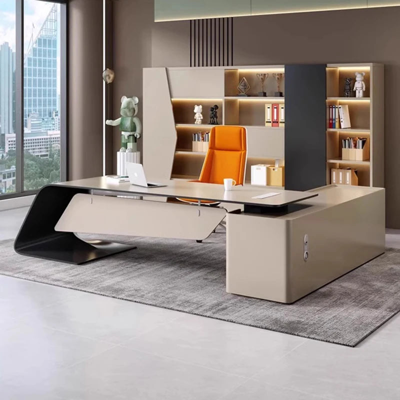 Computer Counter L Shape Work Table Corner Desktop Executive Office Desk Luxury Meeting Tavolo Scrivania Ufficio Furniture