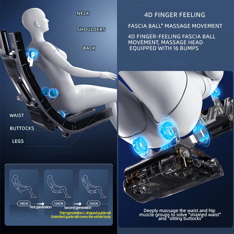 3 Year Warranty Dual-core 4D SL-Track Zero Gravity full body Massager Chairs Home 3D Office Electric leg lift Massage Sofa