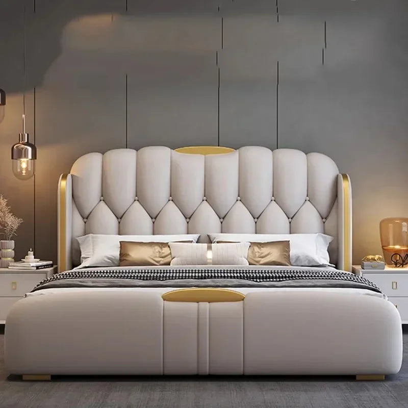 Nordic Luxury Kids Double Bed Wood High End King Size Frame Double Bed Headboard Girl Lit Deux Place Furniture For Bedroom