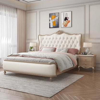 Aesthetic Marriage Bed European King Size Multifunctional Bedroom Bed Luxury Wood Camas De Casal De Luxo Modern Furniture