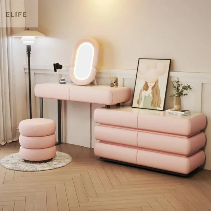 ELife vanity table pink multifunction kids corner placement mobile luxury dressers transportable kaptafel bedroom furniture