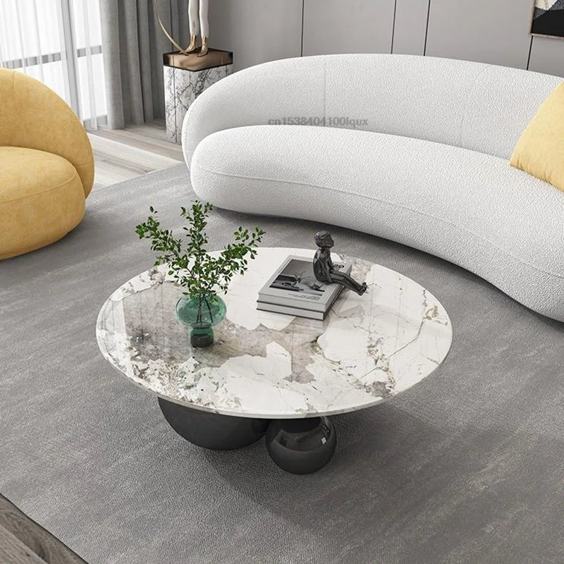 Designer Gold Black Center Base Table Living Room Furniture Stainless Steel Home Impact Space Marble Modern Coffee Table Round