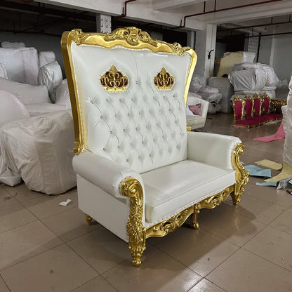 Guangzhou China golden high back antique pedicure royal wedding sofa sets BRIDal sofa king throne chair rental