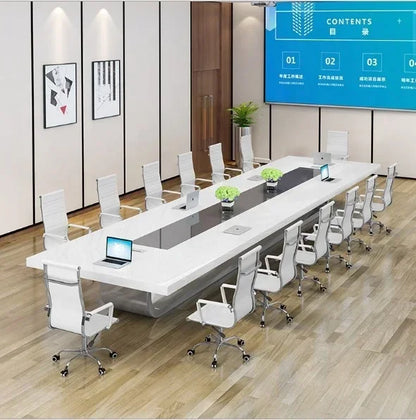 Conference Table Price with microphone Elegant Pure Snow Ice Glacier White Conference Table with stainless steel metal leg