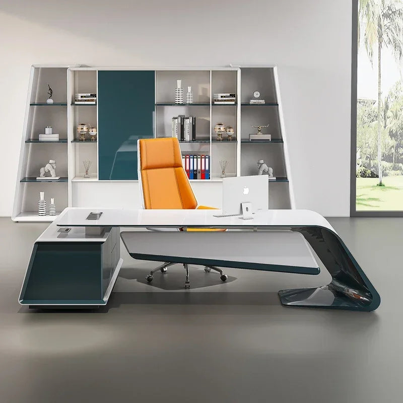 Computer Desk Study Reception Standing Work Executive Office Desk Writing Modern Storage Mesas De Computador Office Supplies