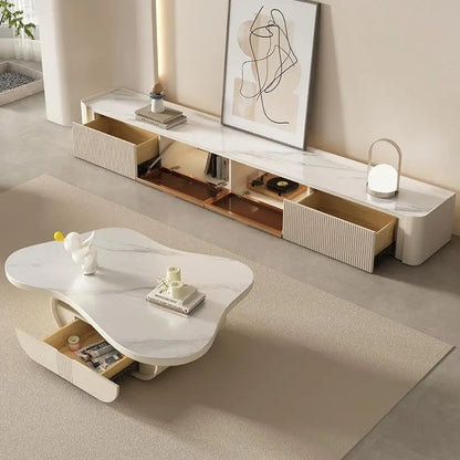 Italian Light Luxury Living Room Coffee Table Cream Coffee Table Simple Modern Cloud Shaped Rock Plate Small Coffee Table New