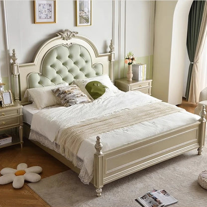 American Wood Double Bed Elegant Pretty Luxury Princess Bed King Size Camas De Dormitorio Bedroom Set Furniture