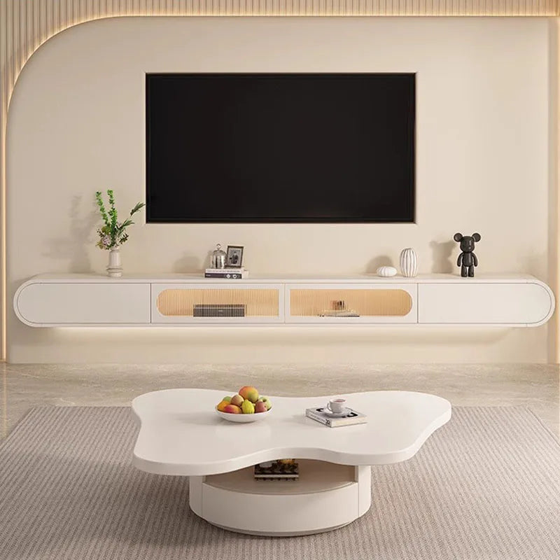 Floating Tv Unit White Furniture Modern Living Room Cabinet Fire Place Stands Storage Complete Center Tables Tv Kast Rooms Tray