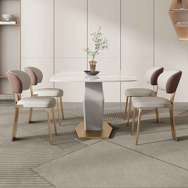 Center Luxury Dining Tables Chair Combination Small Apartment Modern Simple Dining Tables Marble Mesa Comedor Home Furniture