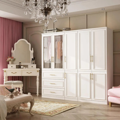 With Door Wardrobe Armoire Closet, Wardrobe Storage Cabinet with Tiers Shelf & Hanging Rod, Slim Narrow Wardrobe Armoire Dresser