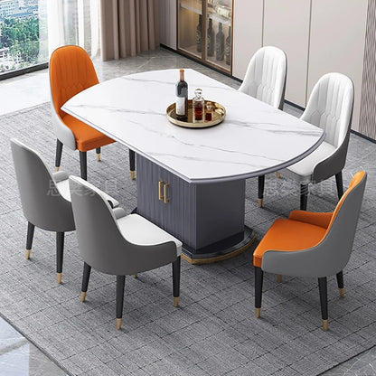 Rock Board Dining Table Modern Simple And Luxurious Household Round Table Expandable Storage Mesas De Jantar Home Furniture