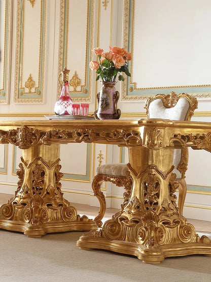 French palace style long dining table and chair combination of classical luxury dining table European restaurant furniture