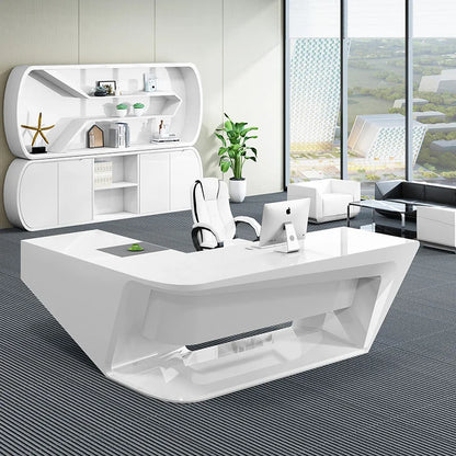 Boss Luxury Office Desks Computer Workstation Storage Executive Minimalist Design Office Table White Mesa Escritorio Furnitures