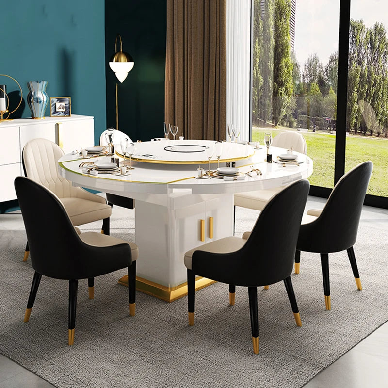 Modern Dining Table Set Extendable Round Hotel Luxury Kitchen Table Breakfast Chairs Conjuntos De Comedor Garden Furniture Sets