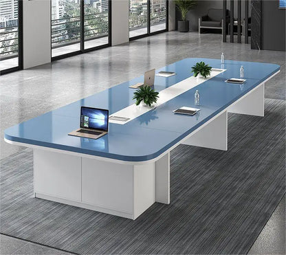 Long Customizable Conference Tables Office Meeting Table Meeting Table Design With Thick Desktop Metal Wire System