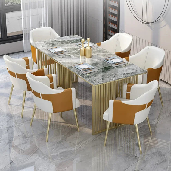 Light Luxury Italian Dining Table Modern And Minimalist Rock Panel Household Dining Table And Chair Muebles Kitchen Furniture