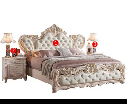 High End European Bed Frames Queen Modern White Luxury King Size Double Bed Girls Bedroom Storage Furniture For Bedroom