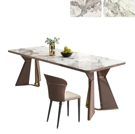 Italian style light luxury designer high-end rock plate dining table modern simple meal table and chair combination