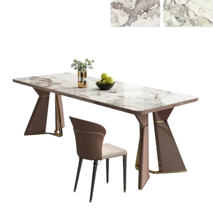 Italian style light luxury designer high-end rock plate dining table modern simple meal table and chair combination