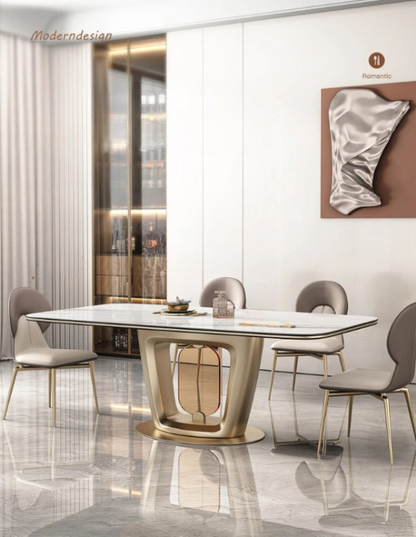 Italian light luxury rock plate table modern simple restaurant table designer minimalist table and chair combination