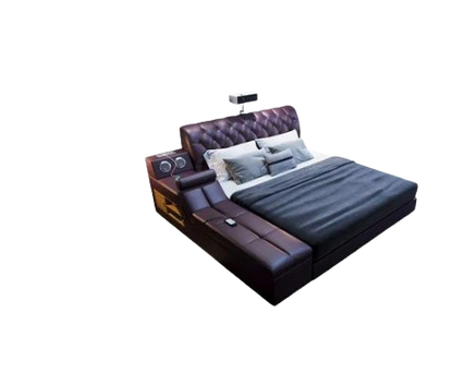 Multifonction Luxury Double Bed Master King Size Modern Frame Double Bed Bedroom Genuine Leather Cama Box Casal Room Furniture