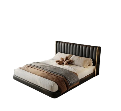 2024 new Suspended bed leather light luxury master bedroom marriage bed, modern simple double bed  piano key soft bed