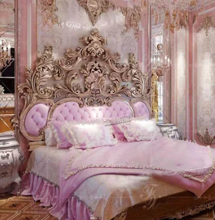 Princess Master Modern Bed Large Hand Carved Girl Bedding Queen Bed Double Luxury Floor Cama Matrimonial Nordic Furniture