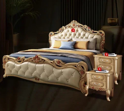 Queen Unique European Double Bed Base Wrap Edges King Size Luxury Bed Frame Girl Wood Sleeping Cama Bedroom Set Furniture