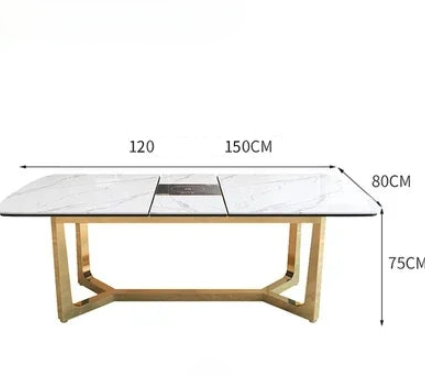 Customized Light Luxury Rock Plate Telescopic Dining Table and Chair Combination Rectangular Household Small Unit Design