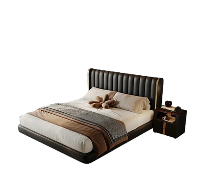 2024 new Suspended bed leather light luxury master bedroom marriage bed, modern simple double bed  piano key soft bed