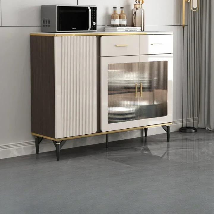 Closet Locker Sideboard Drawers Living Room Nordic Luxury Glass Display Sideboard Kitchen Storage Credenza Home Furniture SR50CG