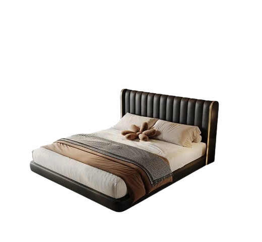 2024 new Suspended bed leather light luxury master bedroom marriage bed, modern simple double bed  piano key soft bed