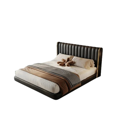 2024 new Suspended bed leather light luxury master bedroom marriage bed, modern simple double bed  piano key soft bed