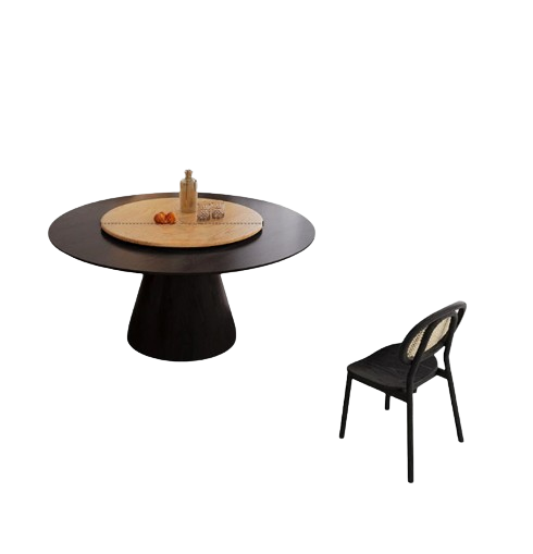 Wood Modern Dining Table 8 People Living Round Turntable Dining Table Chair Luxury Muebles Para El Hogar Kitchen Furniture