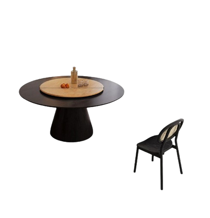 Wood Modern Dining Table 8 People Living Round Turntable Dining Table Chair Luxury Muebles Para El Hogar Kitchen Furniture