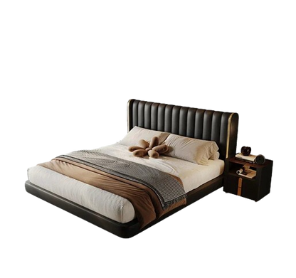 2024 new Suspended bed leather light luxury master bedroom marriage bed, modern simple double bed  piano key soft bed