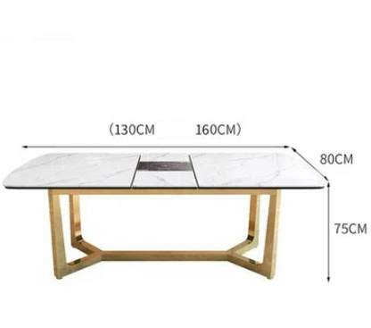 Customized Light Luxury Rock Plate Telescopic Dining Table and Chair Combination Rectangular Household Small Unit Design