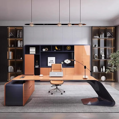 Executive L Shape Work Table Drawers Workstation Counter Office Desk Corner Storage Modern Tavolo Scrivania Ufficio Furniture