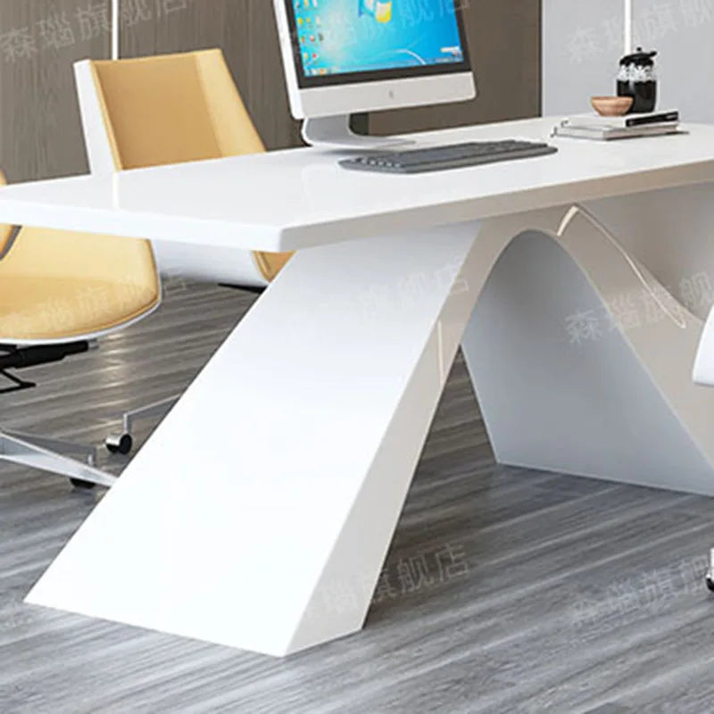 Simple Modern Office Desk Standing European Executive Reception Floor Writing Computer Desk Long Legs Mesa Escritorio Furniture