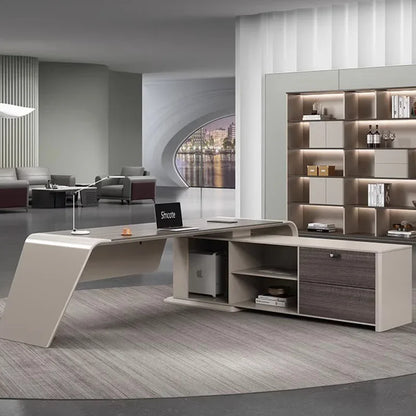 Reception Computer Office Desk L Shaped Executive Luxury Wooden Filing Cabinets Desk Table Drawers Escrivaninha Office Furniture