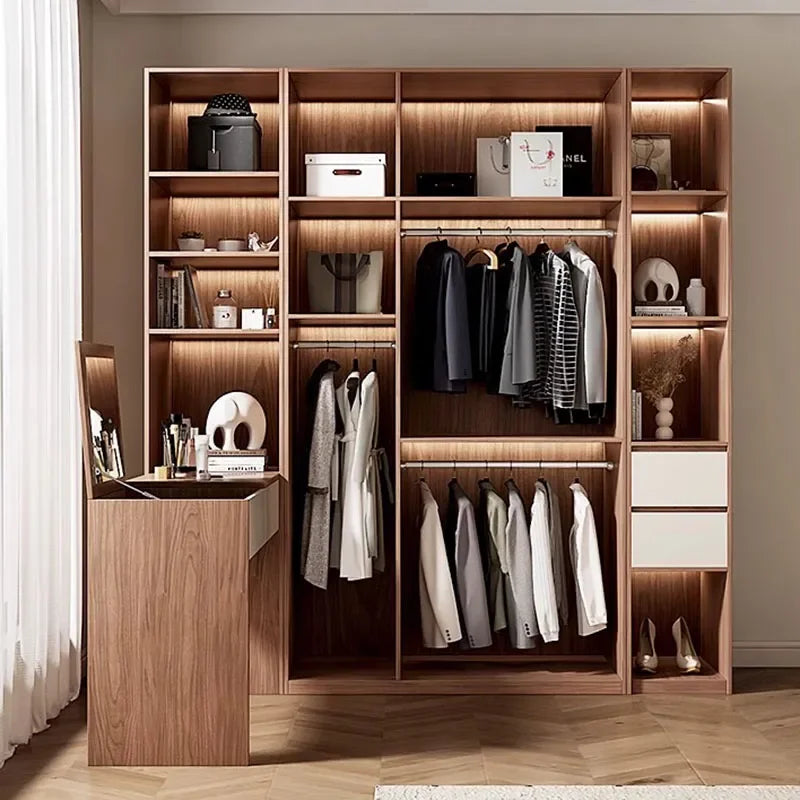 Luxurious Dressing Table Wardrobe Wooden Organizer Bedroom Wardrobe Storage Multifunction Armario Multiuso Home Furniture