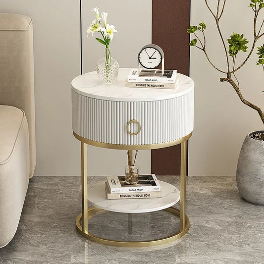 White Nightstands Table Small Bedroom Mobile Desk Round Table Floor Hallway Couch Table Basse Pour Salon Luxury Furniture