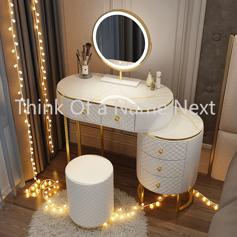 Vanity Dressing Table Mirror Makeup Luxury Drawers Makeup Desk Mobile Organizer Meubles De Chambre Luxury Bedroom Furniture