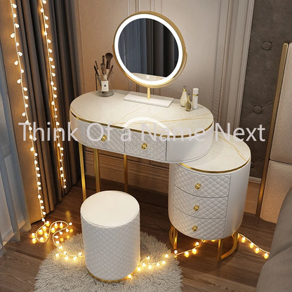 Vanity Dressing Table Mirror Makeup Luxury Drawers Makeup Desk Mobile Organizer Meubles De Chambre Luxury Bedroom Furniture