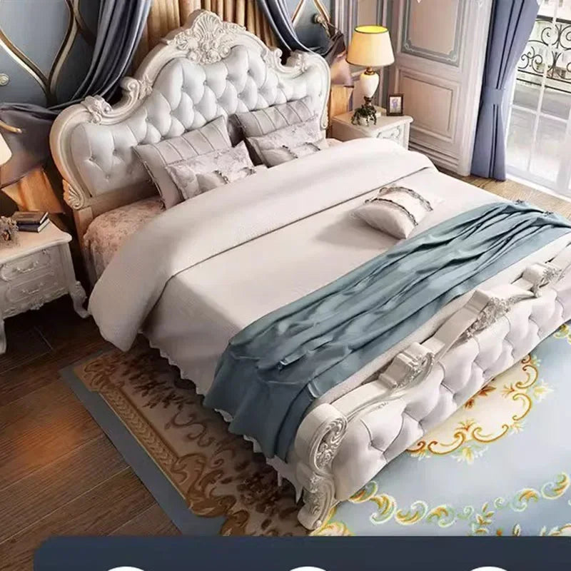 Luxury Queen Double Bed Modern King Headboard Frame Double Bed Girl Wood Sleeping  Bedroom Furniture