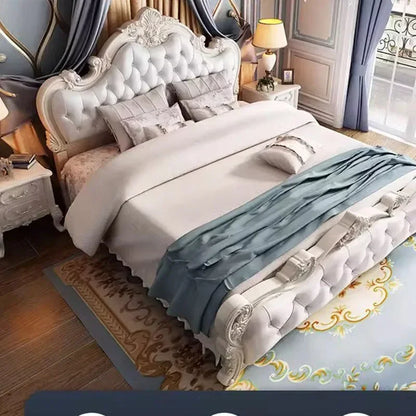 Luxury Queen Double Bed Modern King Headboard Frame Double Bed Girl Wood Sleeping  Bedroom Furniture