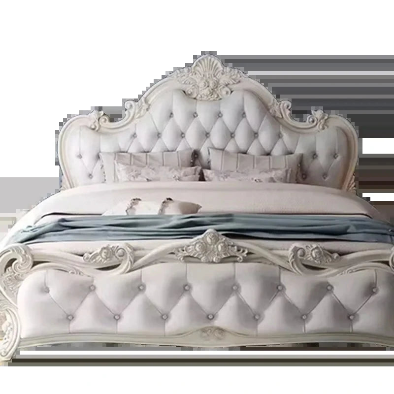 Luxury Queen Double Bed Modern Whitr King Headboard Frame Double Bed Girl Wood Sleeping Cama Matrimonio Bedroom Furniture