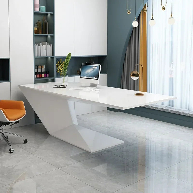 White Executive Modern Aesthetic Luxury  Ergonomic Mesa Escritorio Furniture